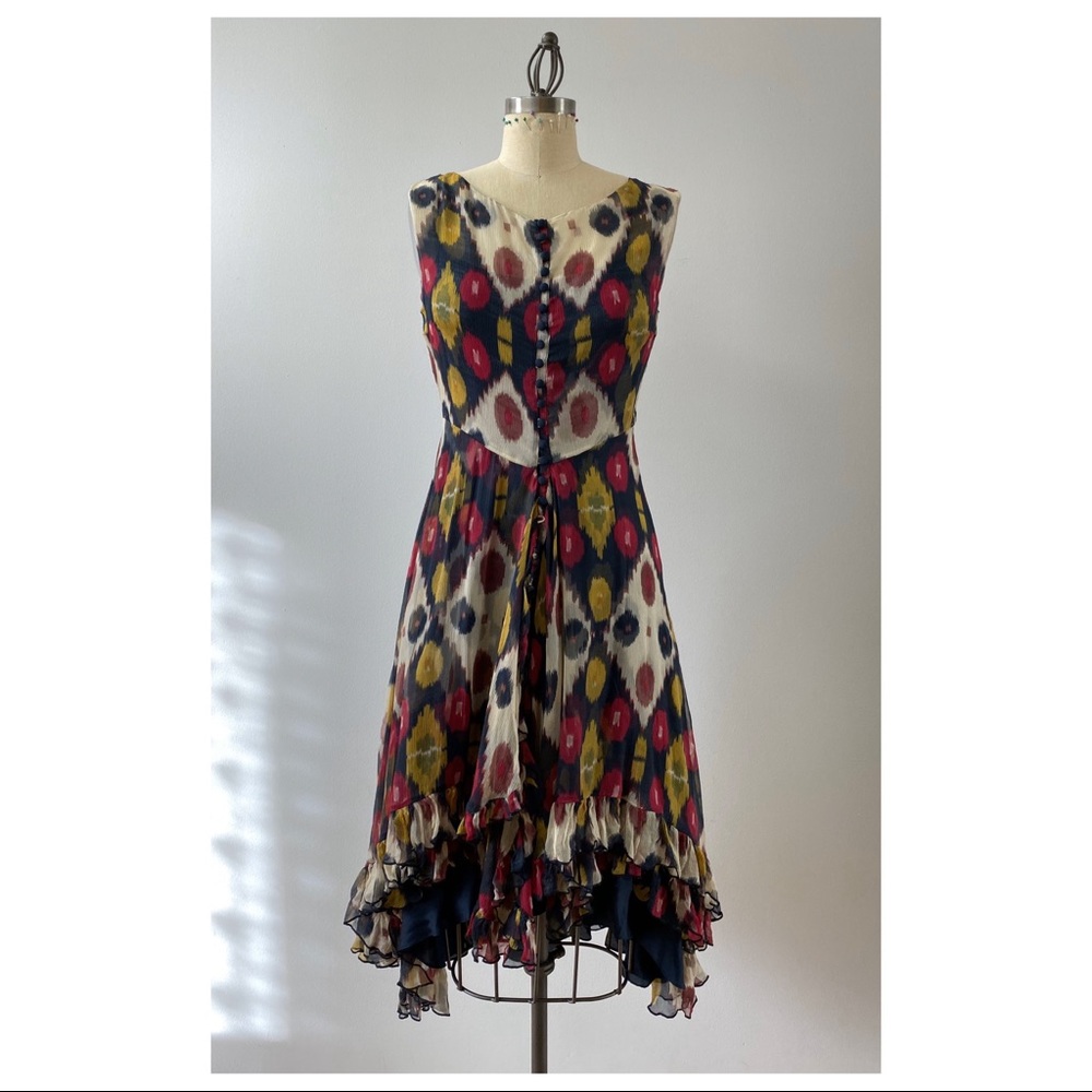 Charles & Victoria • silk ruffle dress • size: 4